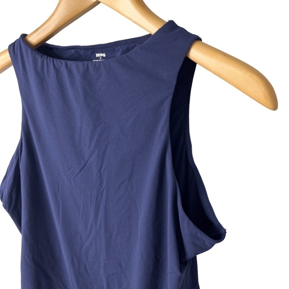 Skims Fits Everbody High Neck Bodysuit Navy Blue Size 4X Thong Back - Picture 6 of 9